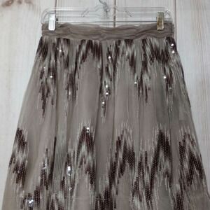 Antonio Melani Sequined Tulle Midi Skirt Women's Size 4 Beige Sparkle